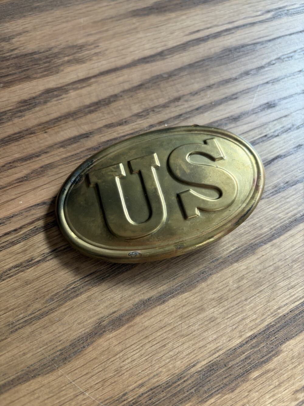 Vintage US Military Civil War Style Cast Brass Belt Buckle